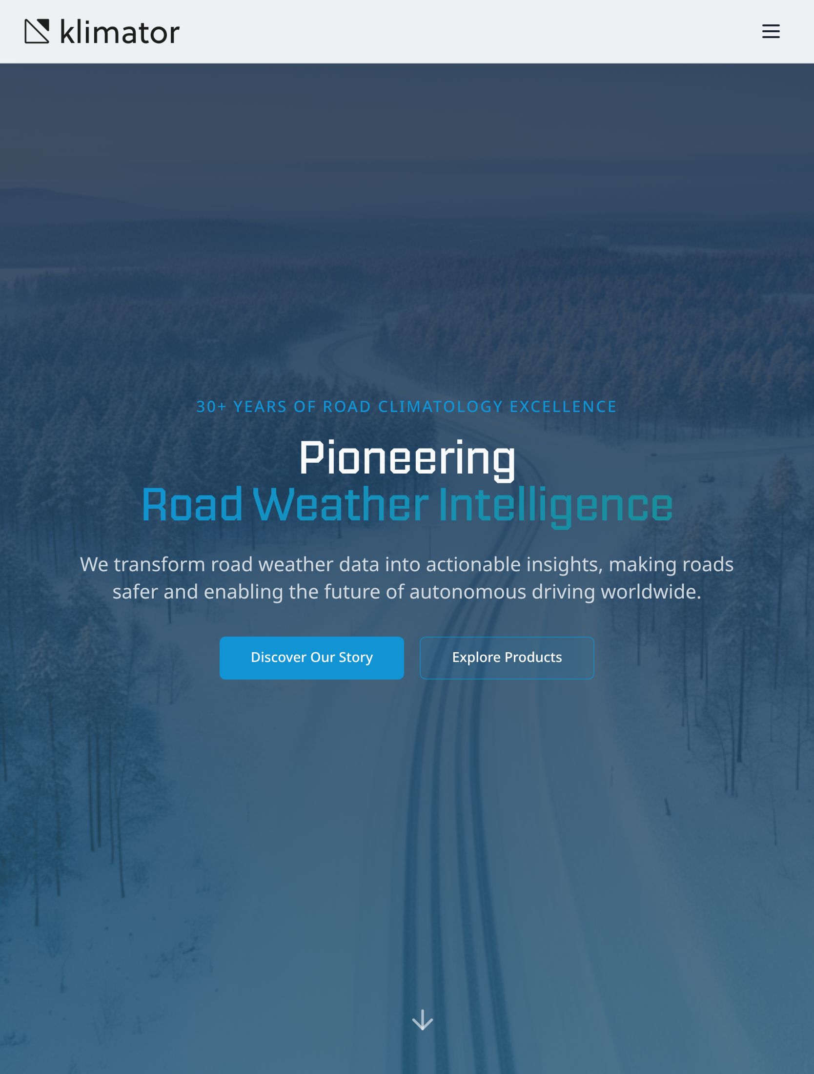 Klimator website, tablet view